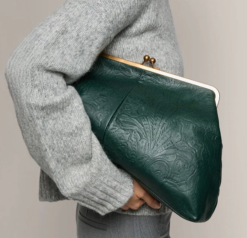 The Khloe Emerald Oversized Floral Tool Clutch