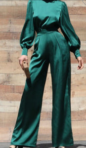 Emerald Satin Jumpsuit