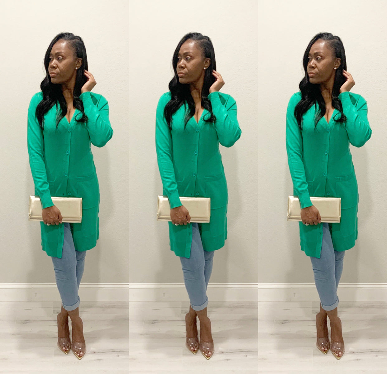 The Chrisette Long Green Cardigan