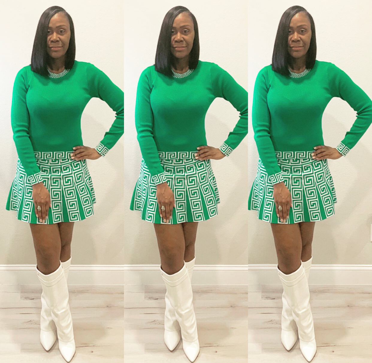The Klueless Green Skater Skirt Set