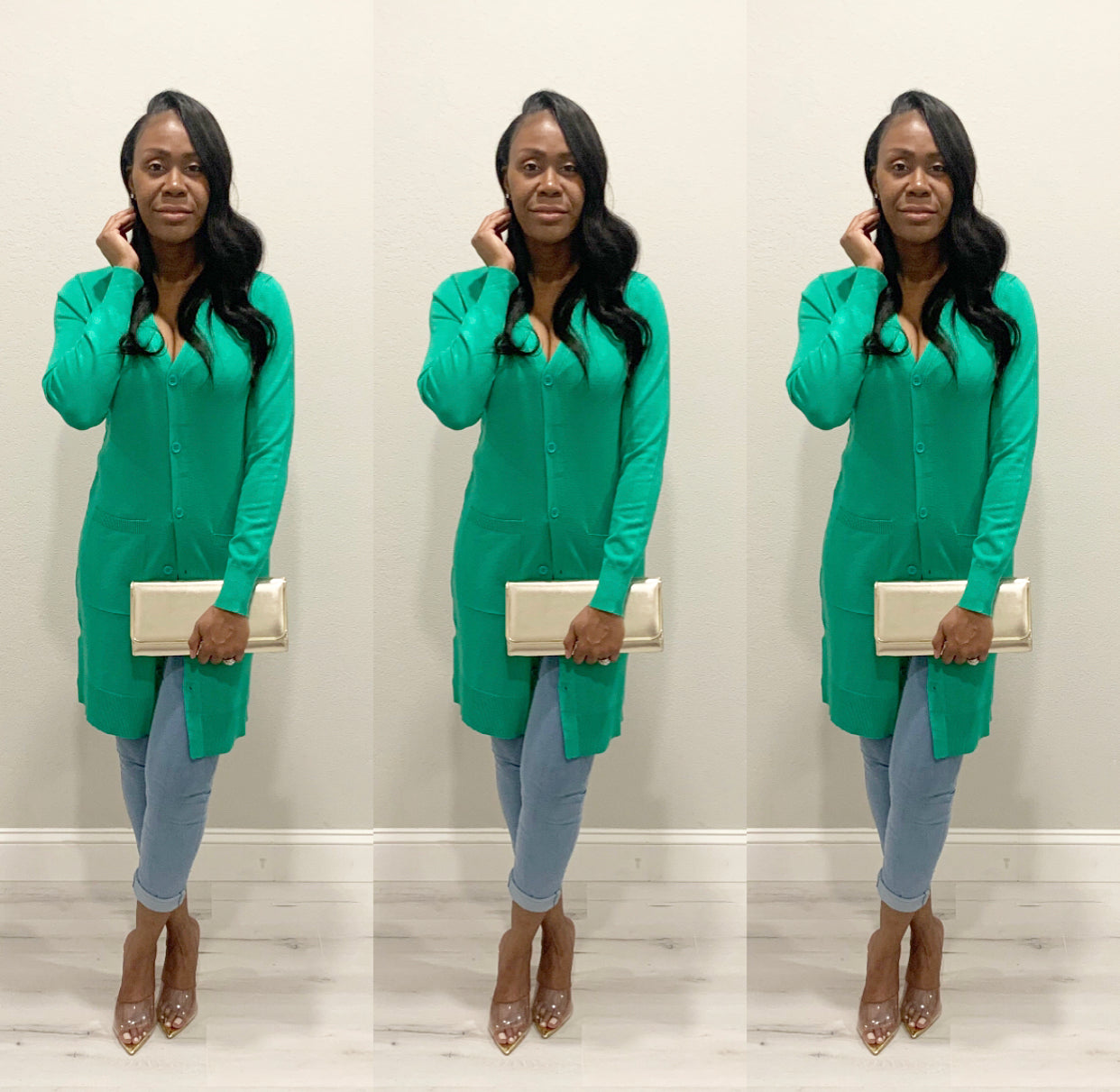 The Chrisette Long Green Cardigan