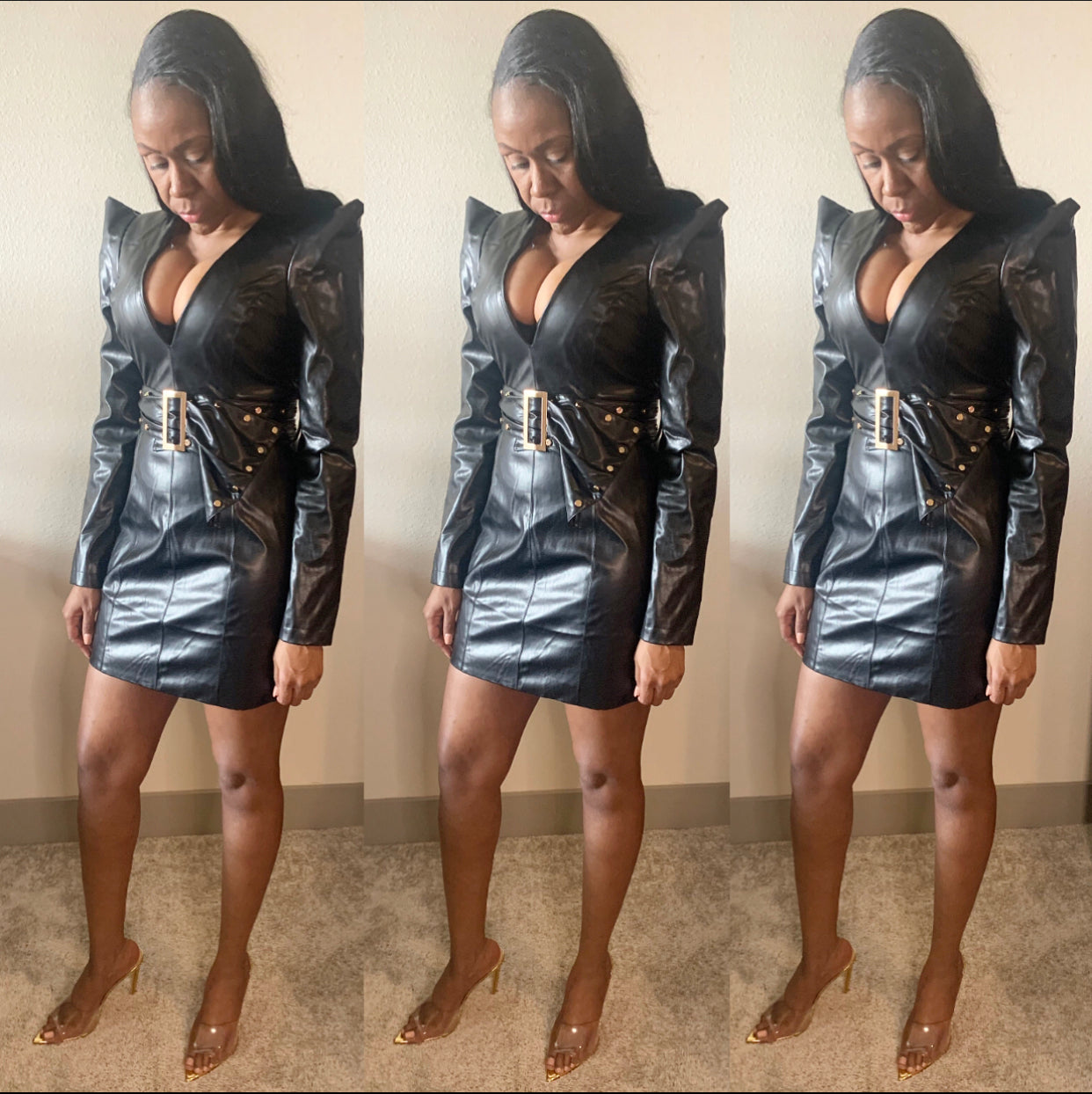 chanel leather dress Chanel 22S Black Leather dress