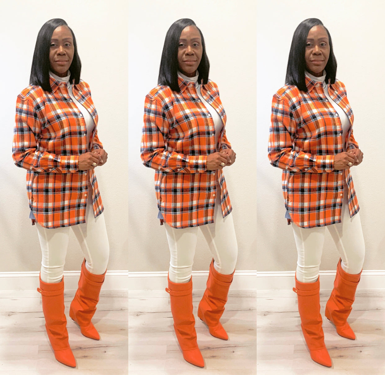 The Boss Girl Orange Multi Flannel