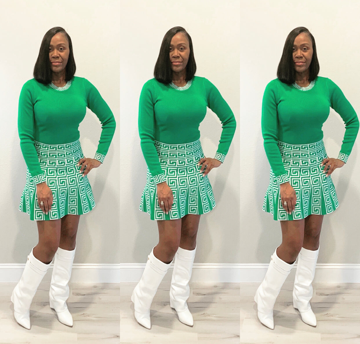 The Klueless Green Skater Skirt Set
