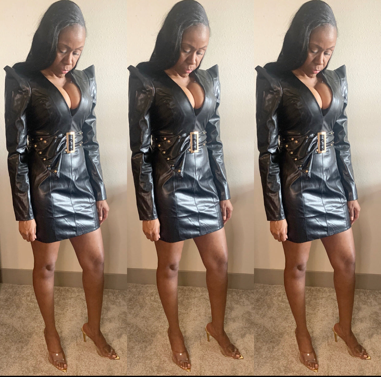 The Shanel Milli Black Faux Leather Dress