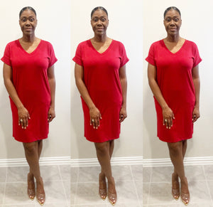 The Valencia V Neck Red Dress