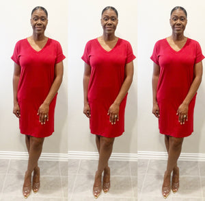 The Valencia V Neck Red Dress
