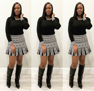 The Klueless Black Skater Skirt Set