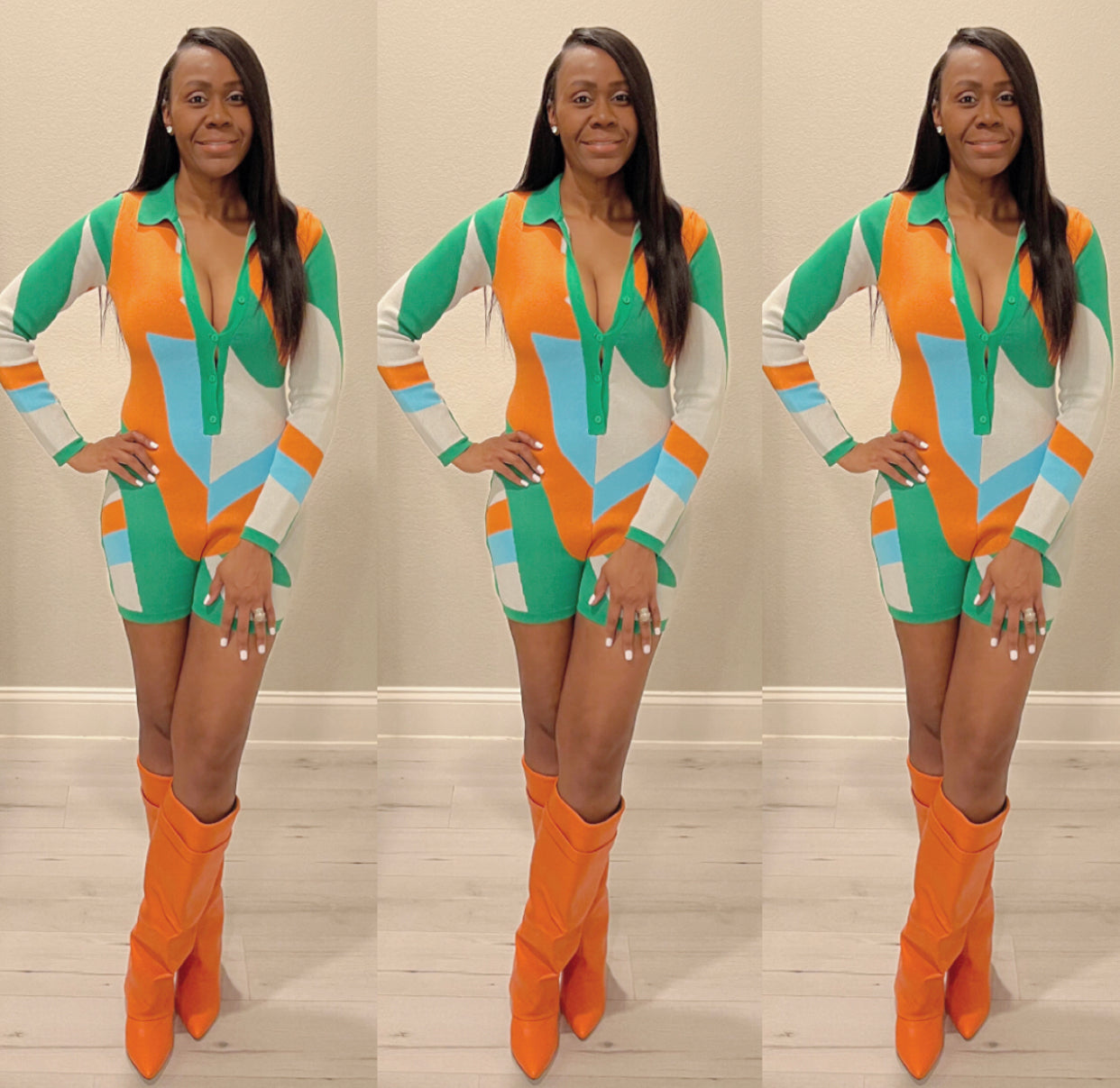 The Cheve’ Chevon Sweater Print Romper