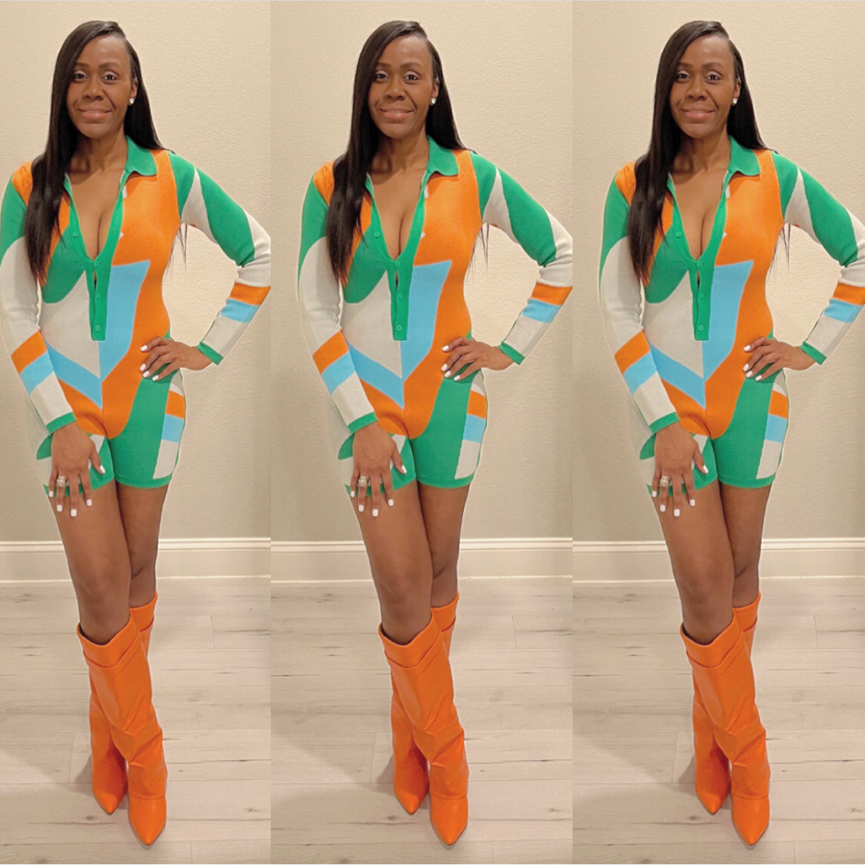 The Cheve’ Chevon Sweater Print Romper