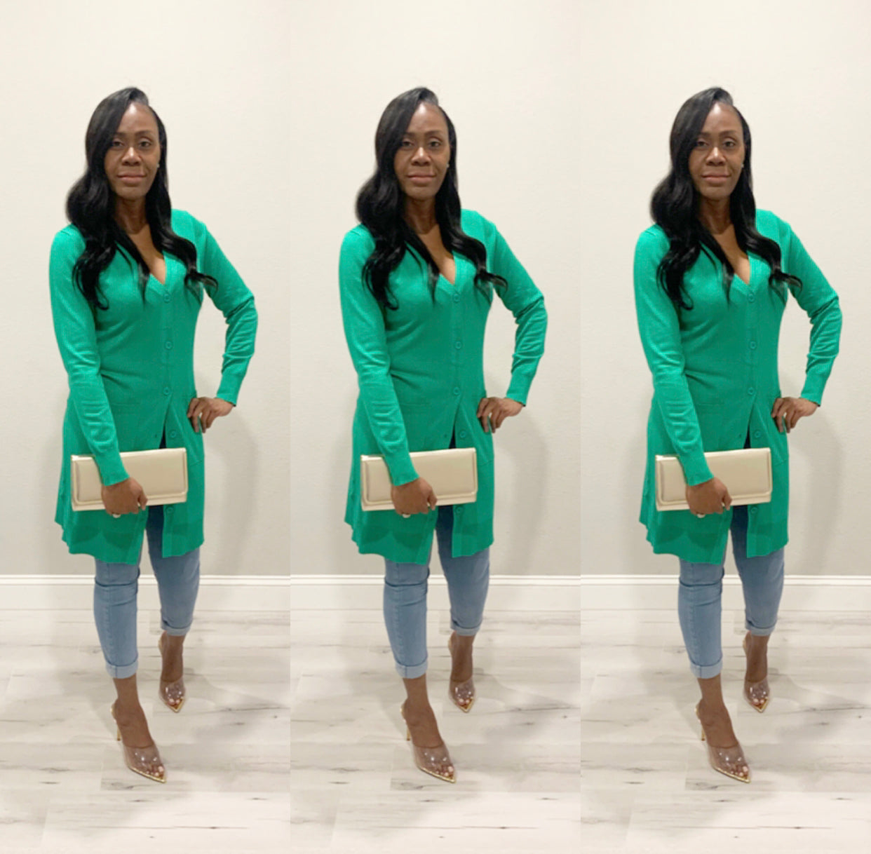 The Chrisette Long Green Cardigan