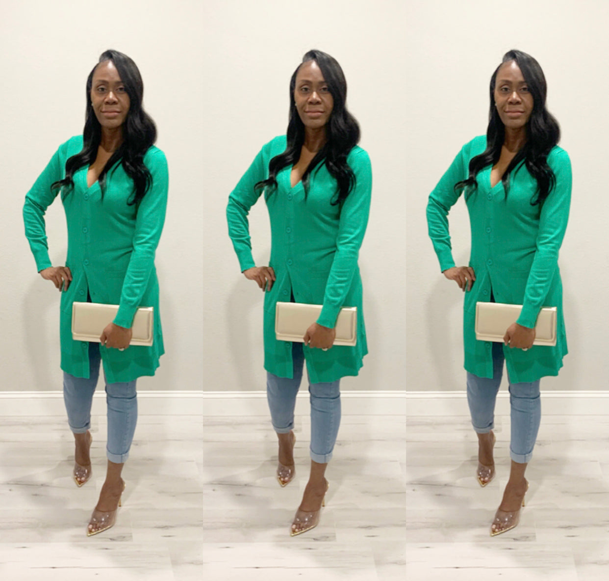 The Chrisette Long Green Cardigan