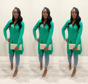 The Chrisette Long Green Cardigan