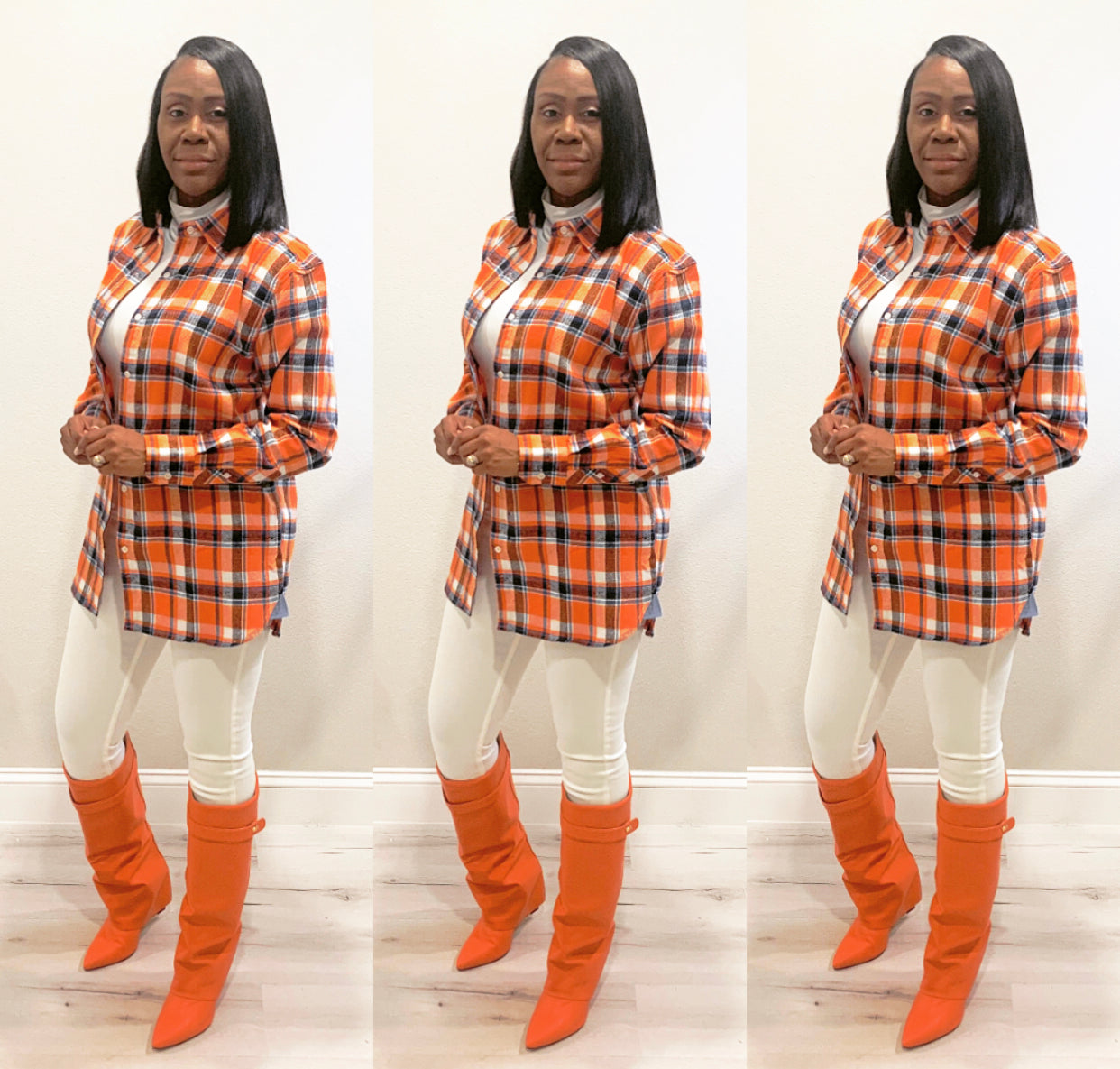 The Boss Girl Orange Multi Flannel