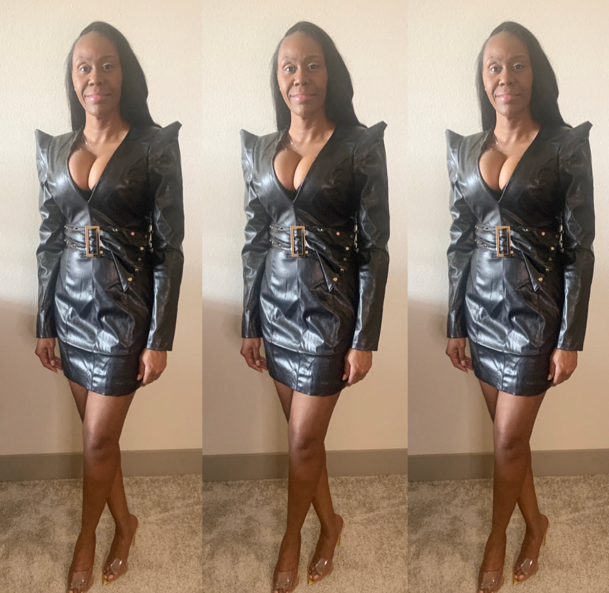 The Shanel Milli Black Faux Leather Dress