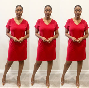 The Valencia V Neck Red Dress