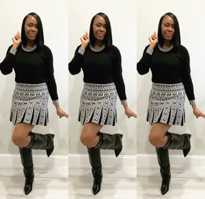 The Klueless Black Skater Skirt Set