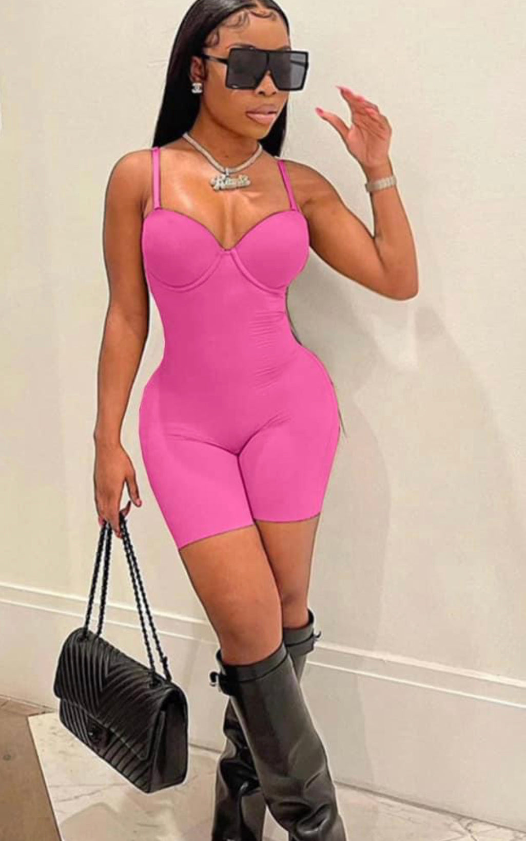 The Bad Girl Fuchsia Romper