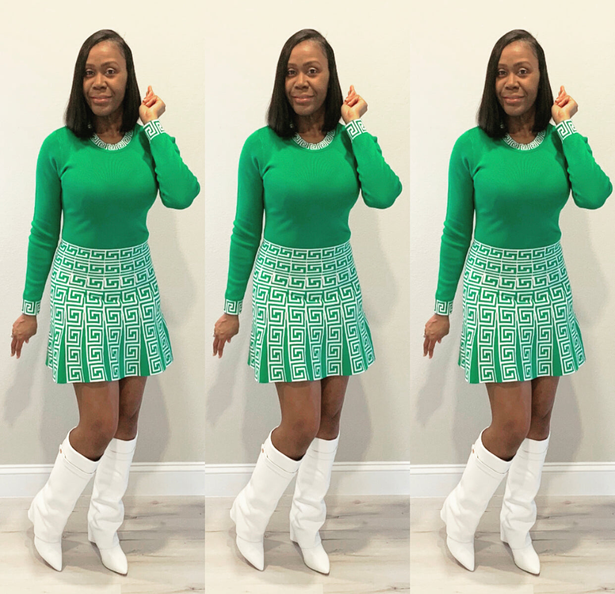 The Klueless Green Skater Skirt Set