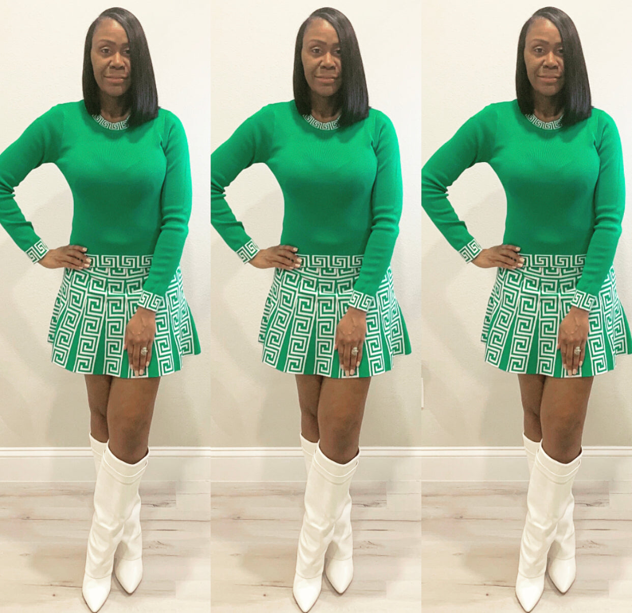 The Klueless Green Skater Skirt Set