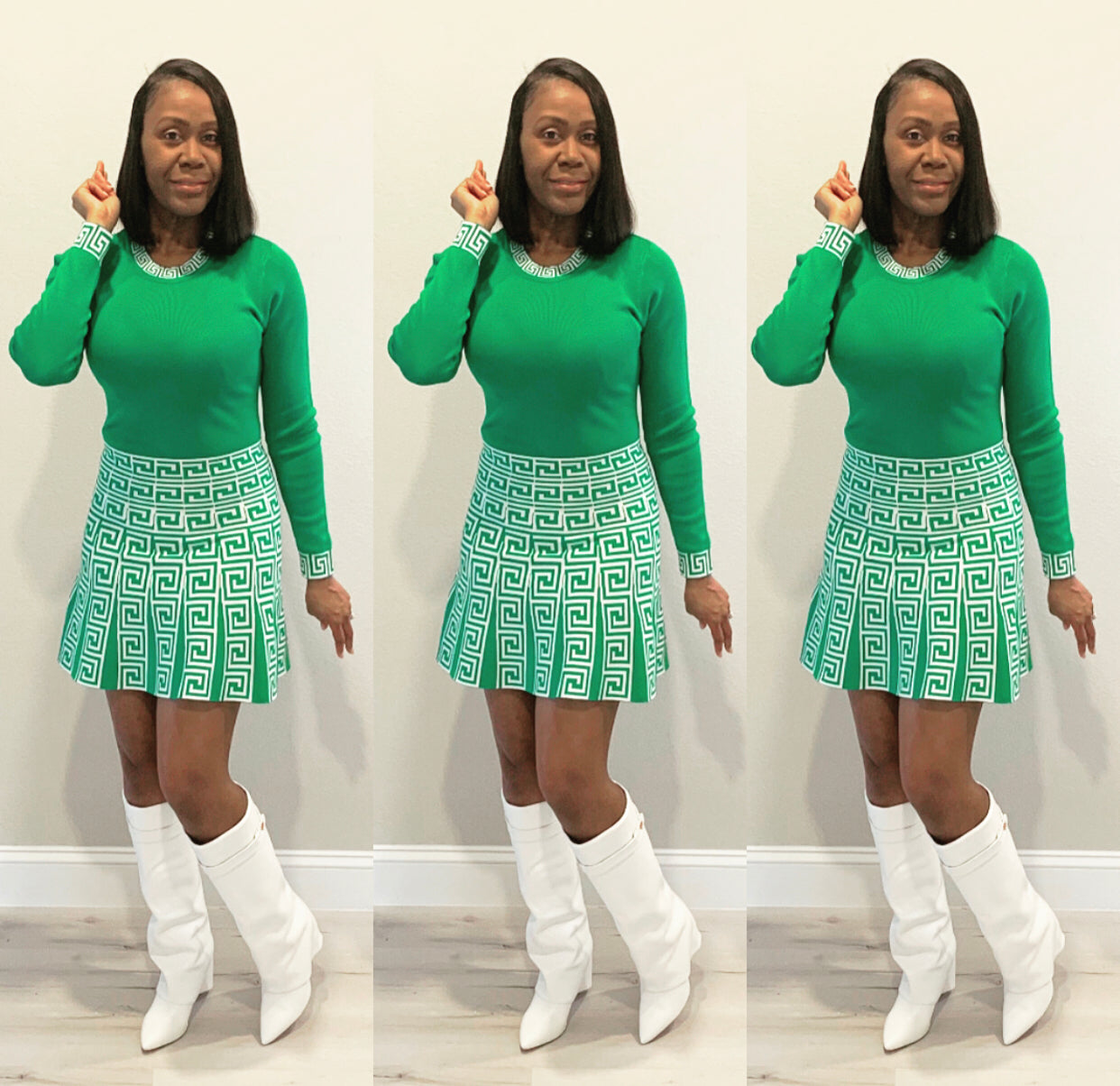 The Klueless Green Skater Skirt Set