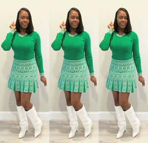 The Klueless Green Skater Skirt Set