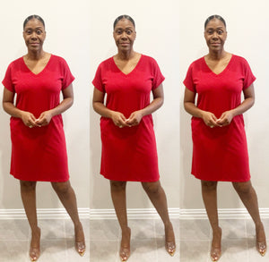The Valencia V Neck Red Dress