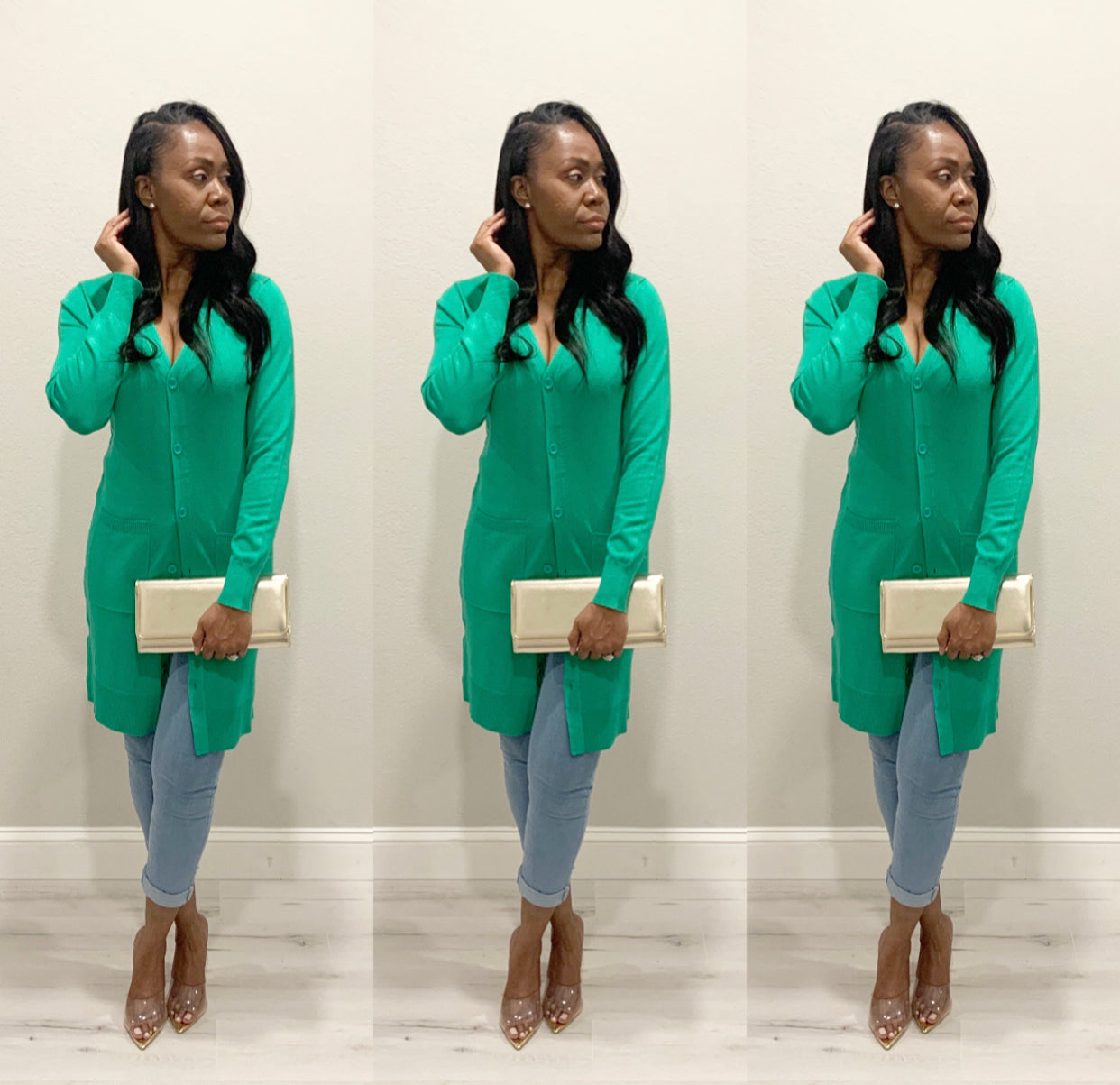The Chrisette Long Green Cardigan
