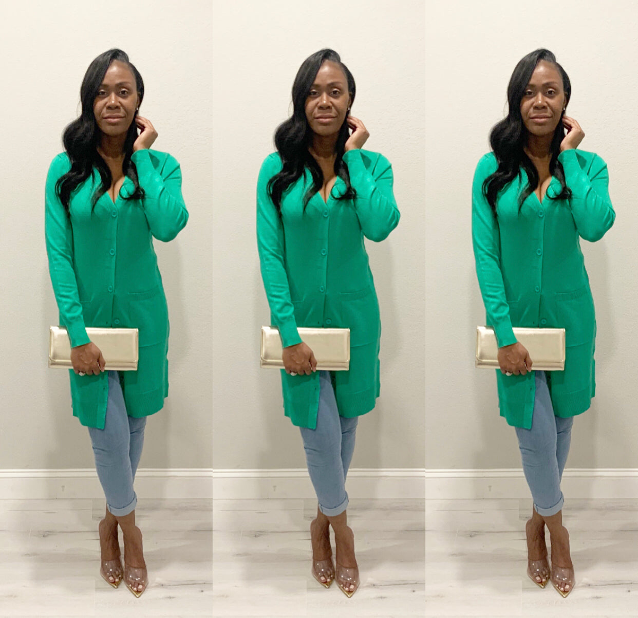 The Chrisette Long Green Cardigan