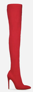 Red Suede Thigh High Boot