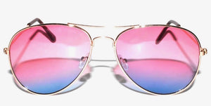 The Pretty Girl Blue and Pink Gold Trim Aviators