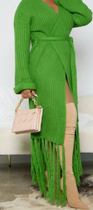 The Green Long Fringe To Love Cardigan