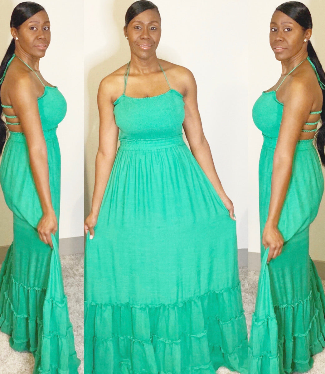 The Kierstyn Kelly Tiered Halter Dress