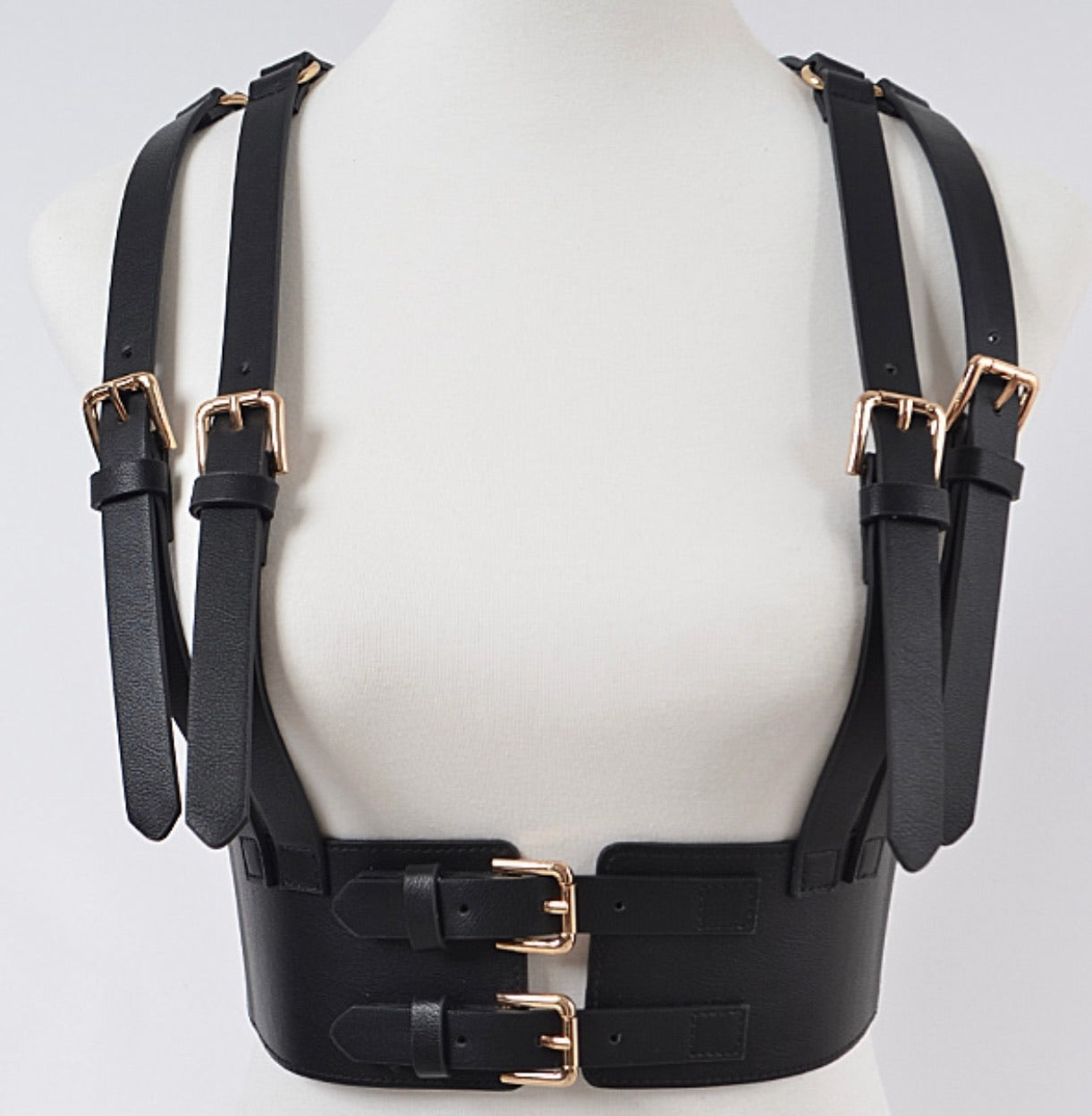 Black Faux Leather Body Harness