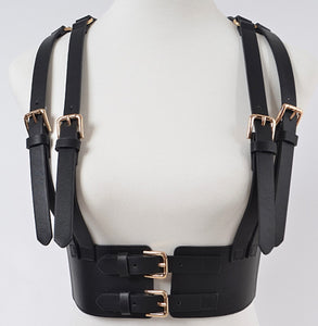 Black Faux Leather Body Harness