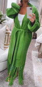 The Green Long Fringe To Love Cardigan